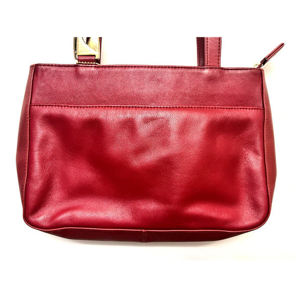 Vintage Laura Scott Red Shoulder Handbag Genuine Leather Pockets Purse - Picture 2 of 11